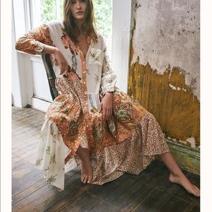Free People Days of Ditzies maxi shirt dress set